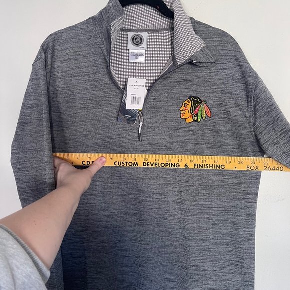 NHL Chicago Blackhawks Mens Pullover Small Gray 1/4 Quarter Zip Polyester NWT A3 - Picture 8 of 9